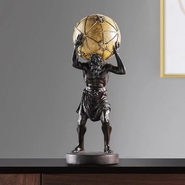 FUNSXBUG 16.5 Inch Large Atlas Holding World Greek Statue Sculpture Collectible Figurine Home Decor Living Room Desktop Decoration