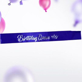 Generic Birthday Queen Sash, Silver Foil Letter Purple Birthday Sash for Women 21st 30th 40th 50th 60th 70th 80th 90th Gifts Fun Birthday Party Favors Decorations