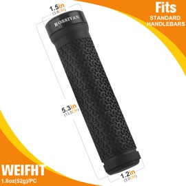 Rossivan Professional Bike Handlebar Grips,Mountain Bike Grips with Soft and Comfortable Anti-slip Rubber,Single Lock-on MTB Grips- Conquer Every Ride