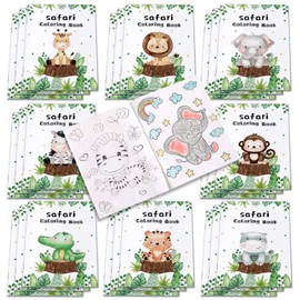 Heboland 24Pcs Jungle Safari Animals Coloring Books Bulk, DIY Coloring Book 5"x6.7"Jungle Safari Animal Party Favor for Kids Birthday, Goodie Bags Filler and Classrooms Themed Supplies