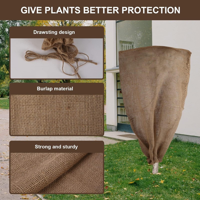 Svepndic 2PCS 47''x40'' Reusable Warm Burlap Winter Plant Cover Bags