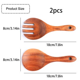 Tabanzhe 2 PCS Wooden Salad Servers,Natural and Environmentally Friendly Salad Spoon and Fork,Salad Mixing Server Set,Kitchen Cooking Tableware