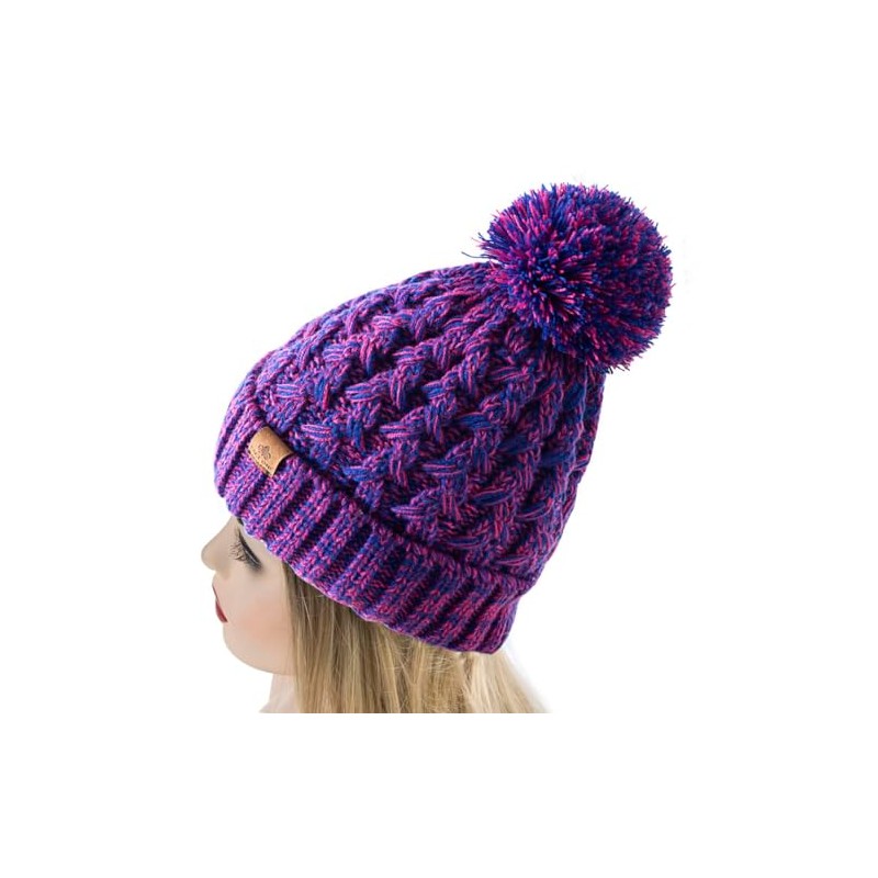 PAGE ONE Womens Winter Ribbed Beanie Crossed Cap Chunky Cable