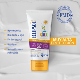 Eclipsol Ultra Loción Kids FPS 50+, Bloqueador solar corporal y facial eclipsol de uso diario Ideal para la Piel Sensible de los Niños, 3pack de 60 g c/u