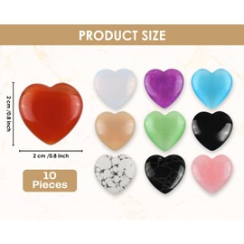 DS. DISTINCTIVE STYLE Heart Crystals Healing Stones 10PCS Gemstones Crystals Bulk Heart Stones for Rose Quartz Crystals Amethyst Crystal Stones 20mm