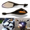 Motorcycle LED Turn Signal Rearview Mirrors Compatible with 2011 2013