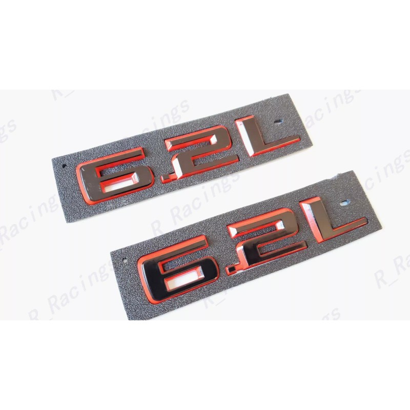 GM Auto Silverado Front Hood Black Red 6.2L Emblem Letters
