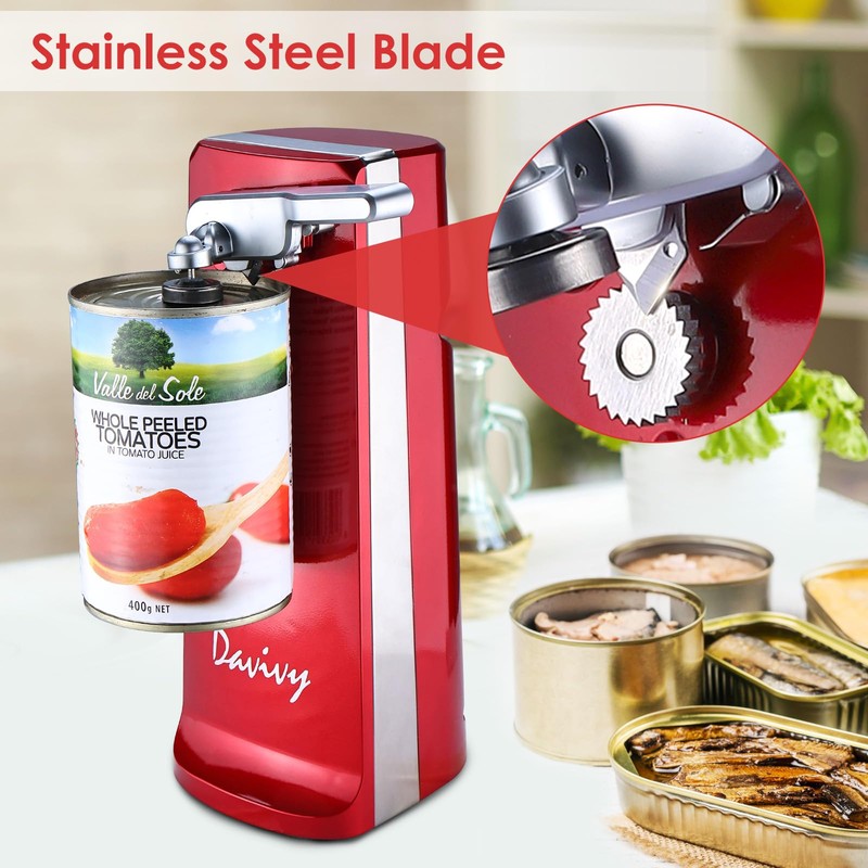 Davivy Electric Can Opener, One Touch Lid Opening, Removable Stainless