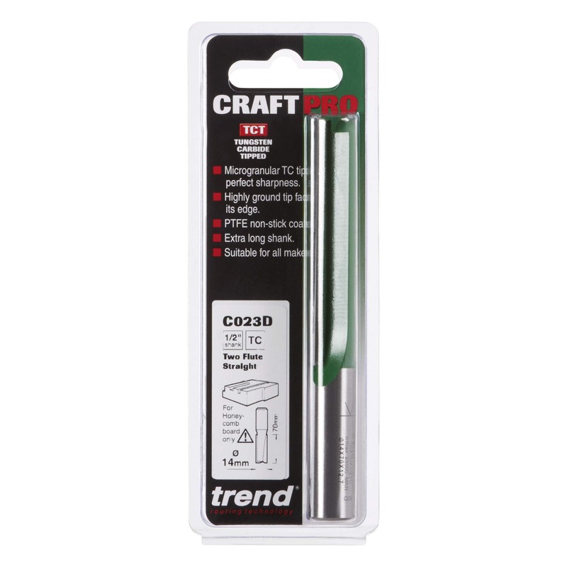 Trend CraftPro Straight Two Flute Router Cutter Bit, 1/2 Inch