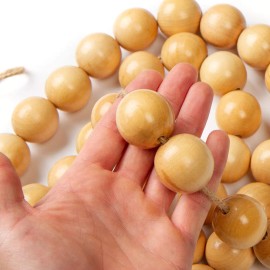 Unbranded 6 Foot Long Clear-Coated Jumbo Wood 1-3/8" Bead Garland