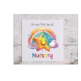 First day at Nursery card, starting primary school, first day at preschool, nursery school, good luck card, back to school, rainbow star card