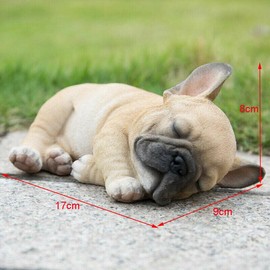 Gintdinpu French Bulldog Puppy Statue, Sculpture for Lawn, Super Cute Garden Decoration, Realistic Figurine, Sleeping Dog Statues, Home Decor