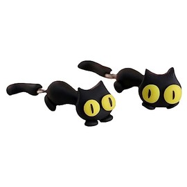 Black Cat Stud Earring for Teen Girl Women Unique Animal Stud Cute Cartoon Anime Stud Earring Hypoallergenic Polymer Clay Earring Jewelry Gift (Yellow)