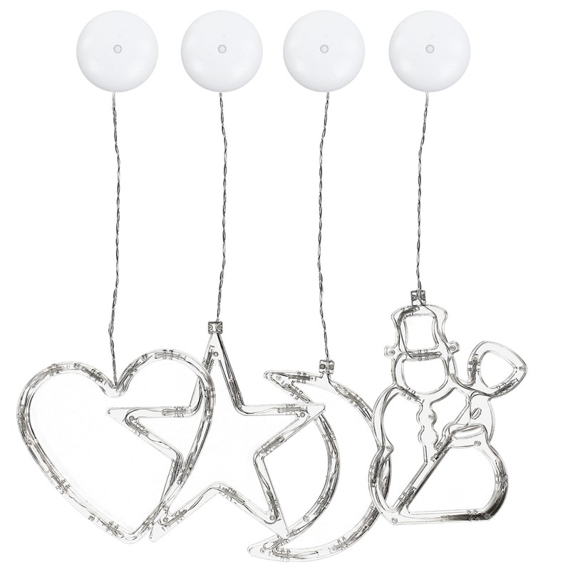 LED Christmas Lights with Suction Cup Snowman Star Moon Heart