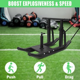 Gekufa Weight Sled for Training – Sled Push Gym Equipment with Adjustable Height Handle, Workout Sled for Strength & Speed – Fits 1" & 2" Weight Plates - Ideal for Sled Push/Pull Exercises