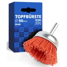 PFERD Cup Brush Untwisted TBU Coarse (RED) | Diameter 50 mm Shaft Diameter 6 mm RED Filament Diameter 1.27 mm | 43740165 - for Drills