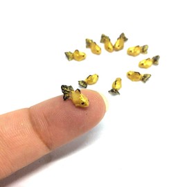 An_Shop 10pcs Artificial Animal Accessories Clay Goldfish Packs Miniature Figurine Mini Decorative for DIY Ornament Craft DIY Dollhouse Gold Color