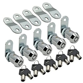 5 Packs Puyueo Tubular Cam Lock Keyed Alike Cabinet Lock Removable Key RV Compartment Lock with Offset Cam (1-1/8 Inch)