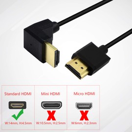 PNGKNYOCN 15 cm HDMI Male to Male Short Cable, 90 Degree Up High Speed HDMI 2.0 Adapter Cable Supports 4K@60Hz, for Raspberry Pi, Tablet, Camera etc. (Black Down)