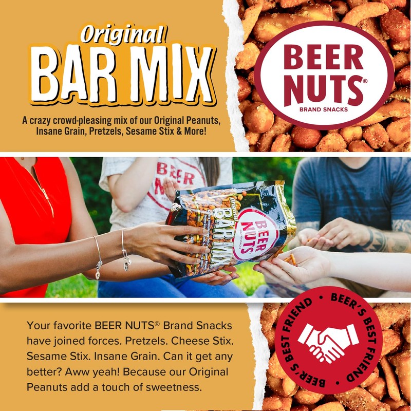 BEER NUTS Original Bar Mix - Pretzels, Cheese Stix, Sesame