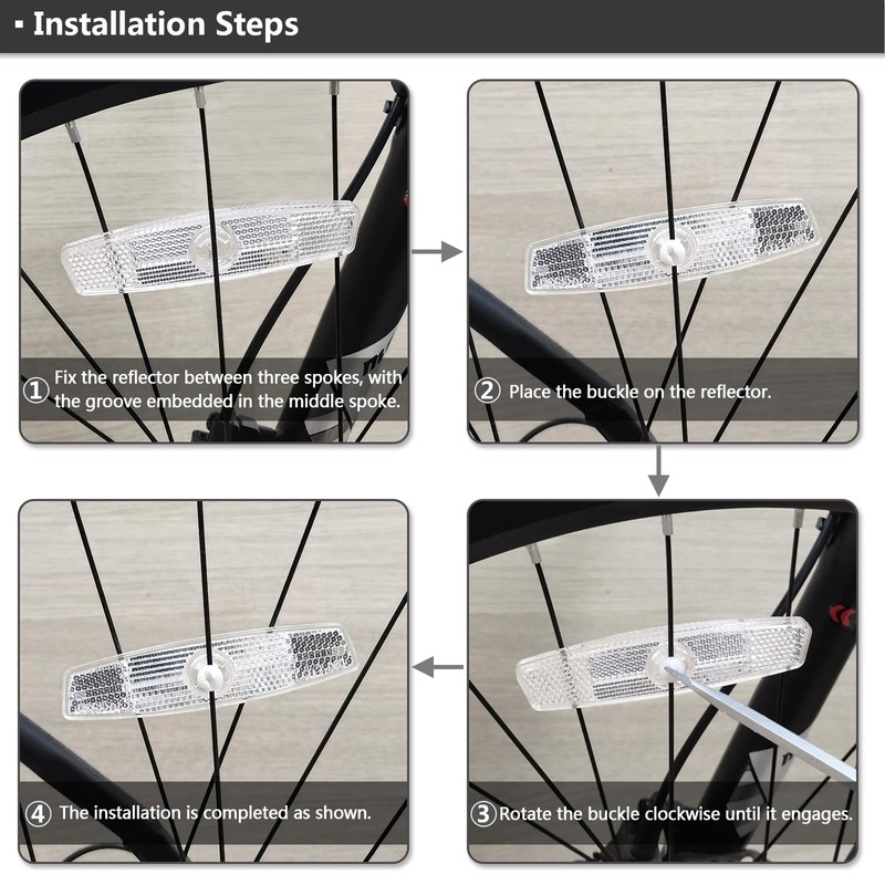 MFC PRO Bicycle Wheel Reflector White Pack of 4 (White,