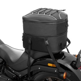 KEMIMOTO Motorcycle Tail Bag, Dual Use Motorcycle Rear Seat Bag with Waterproof Rain Cover, 25L-45L Expandable Motorbike Helmet Bag Luggage Storage Backpack