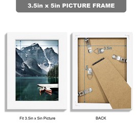 Hongkee 3.5x5 Picture Frame Set of 3 - Made of Real Glass and White Wooden Frame, 3.5 by 5 small Photo for Wall or Tabletop Display