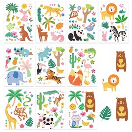 Pack of 10 Wall Stickers Jungle Animals Tree Branch Wall Stickers Giraffe Monkeys Koala Safari Wall Stickers Nursery Baby Room Living Room Wall Decoration Wall Stickers Children's Room Decoration