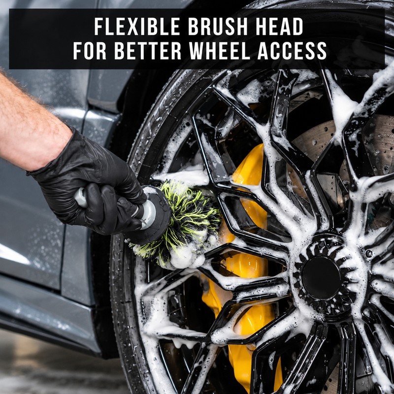Car Wheel Rim Cleaning Brush for Vehicle Detailing – Ergonomic
