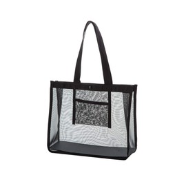 Ikaka MB-3528BK Mesh Tote Bag, Size M, Black, (W x H x D): 13.8 x 11.0 x 3.9 inches (35 x 28 x 10 cm), Button Specifications