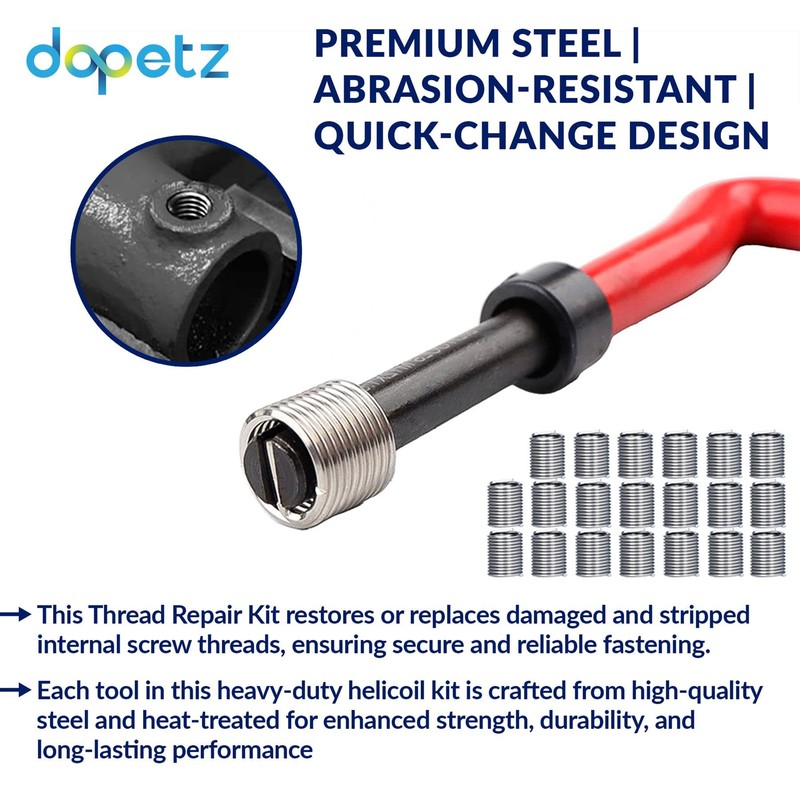 Dapetz ® 15Pcs Helicoil Thread Repair Kit M14 X 1.5
