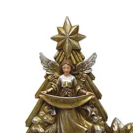 Needzo Holy Family Scene Metallic-Toned Figurine, Nativity Sets for Christmas Indoor, 10 1/2 Inch
