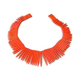 Orange Turquoise Spike Strand, Stick, Slab, Point Teeth Bead, Top Drilled, Polished, Graduated - 17.5 inch Strand - 20mm - 48mm Long