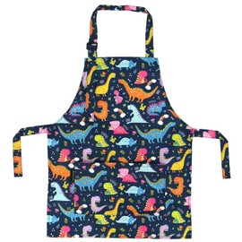 Liutufy Kids Aprons,Adjustable Cartoon Style Aprons kitchen Apron for Children Cooking Painting Gardening Apron (Dinosaur Apron)