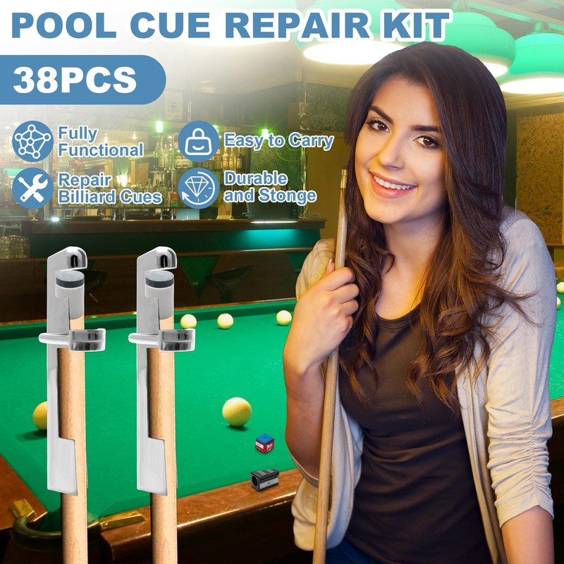36pcs Pool Cue Repair Kit 12 Billiard Cue Tips, 2