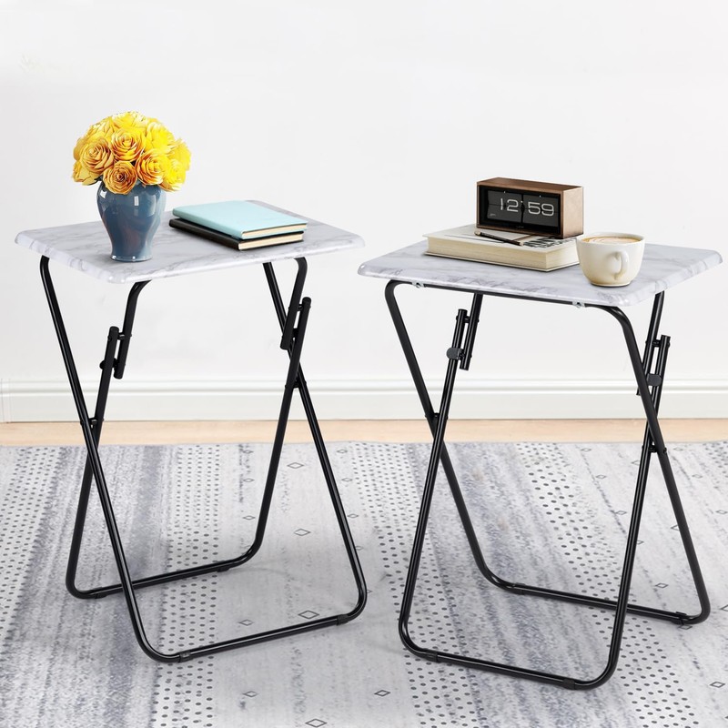 FurnitureR Folding TV Tray Tables, Foldable Side Table Dinner Trays,