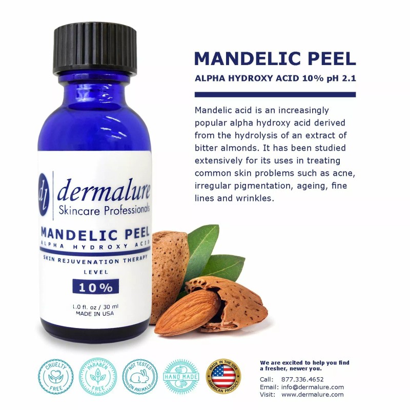 Dermalure Mandelic Acid 10% AHA Alpha Hydroxy Peel Medical Strength
