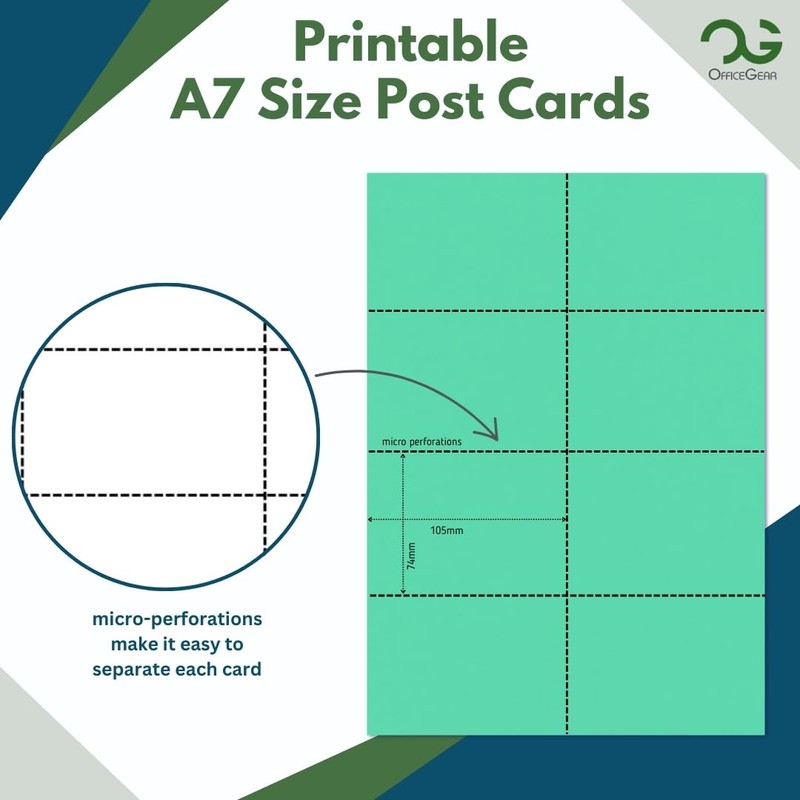 OfficeGear Green A7 Cards 8-up [55 Sheets - 440 Pack]