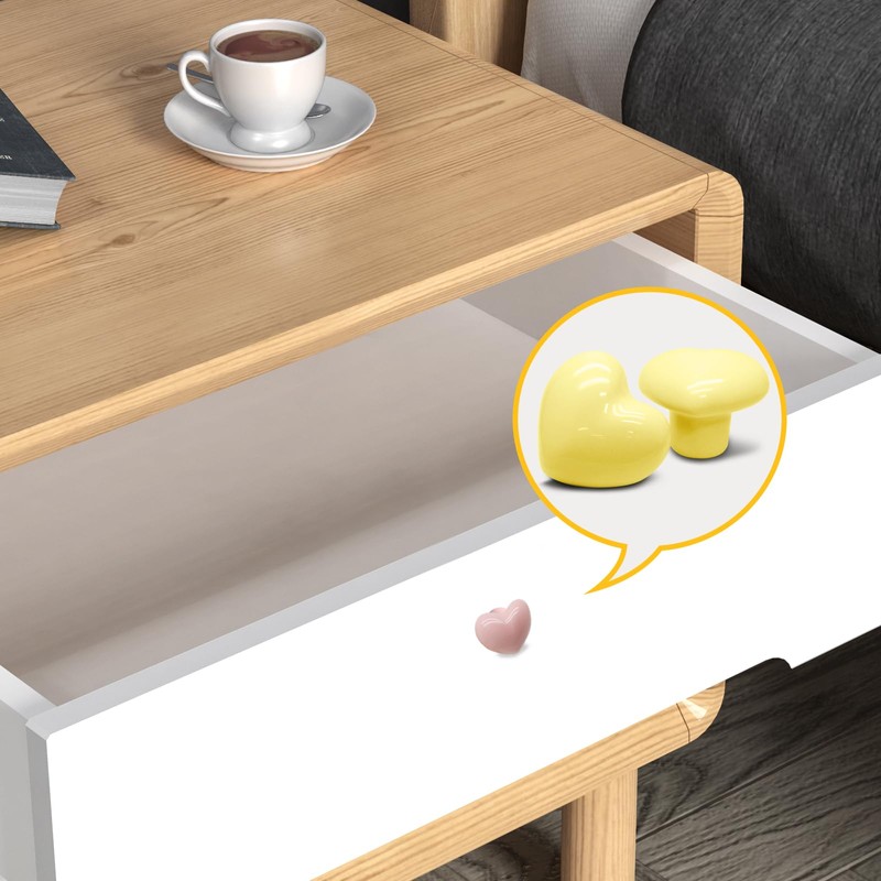 Cionyce 12 Pack Ceramic Cabinet Knobs Heart Shape Cabinet Dresser