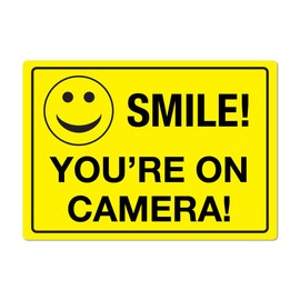 Pack of 2 A5 Smile You're On Camera Funny CCTV Stickers Safety Business 210mm by 148mm Each