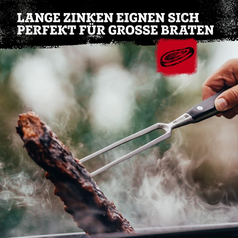 FMprofessional Fleischgabel, Tranchiergabel mit geschmiedetem Funktionsteil aus hochwertigem Edelstahl, robuste