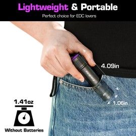 EverBrite 2 Pack UV Flashlight, 365nm EDC Blacklight Flashlight, Small Portable Black Light for Pet Urine, Scorpion Hunting, Small Resin Spot Curing -Batteries Included