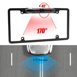 Car Rear View Backup Camera with 8 Bright LEDs Parking Reverse Night Vision CMOS HD Night Vision Reversing Assist Security US License Plate Frame