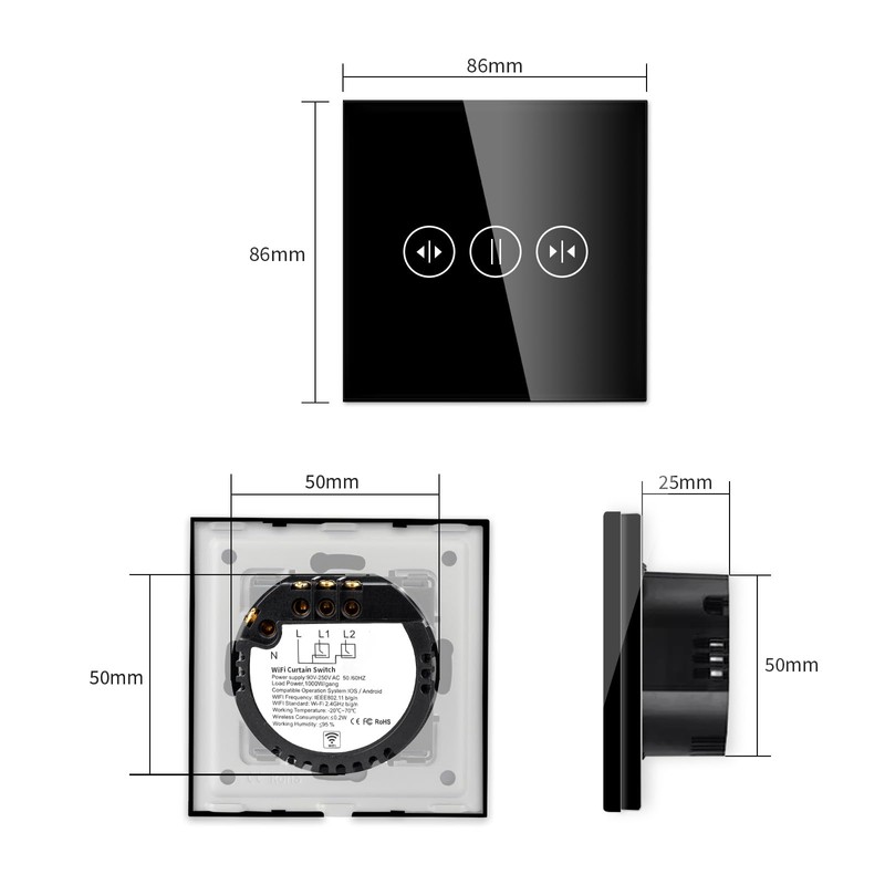 LIAONFOY WiFi WLAN Touch Roller Shutter Switch WiFi Blind Switch