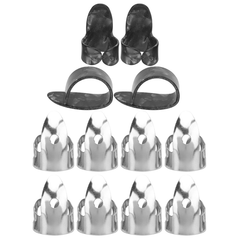 12Pcs Finger Picks Metal Celluloid Index Thumb Cots Guitar Playing