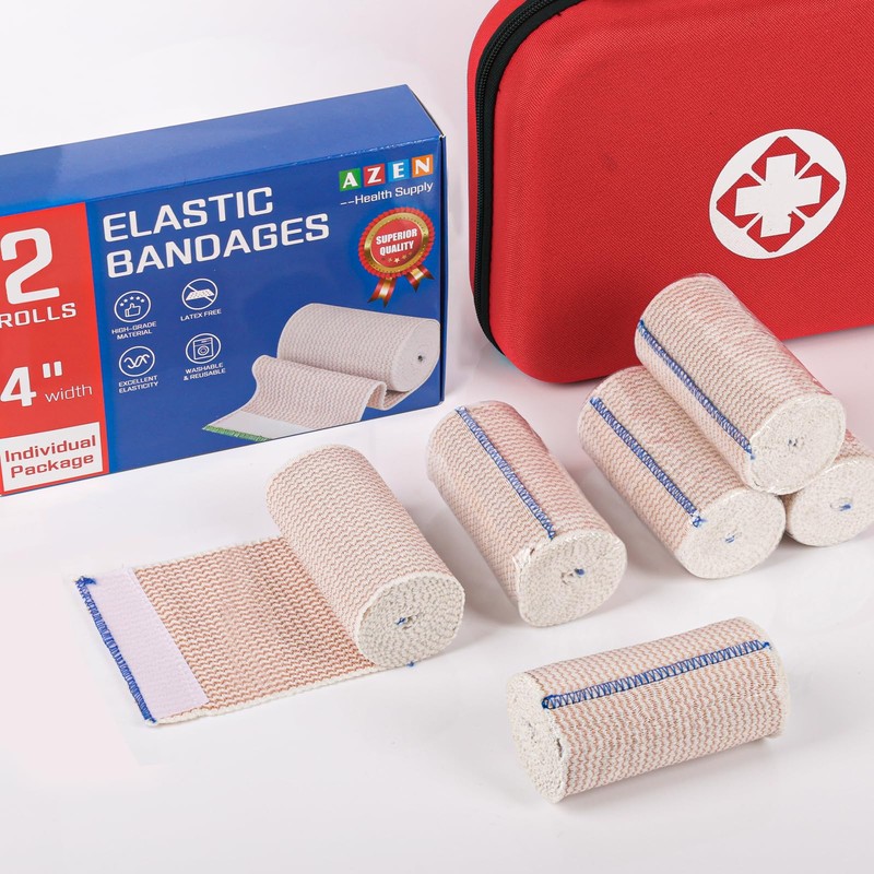 AZEN 4in Premium 2 Pack Elastic Bandage Wrap, Compression Wrap