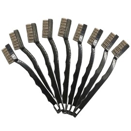 Wire Brush Set Small Wire Brushes with Bristles Made of Stainless Steel Brass and Nylon Curved Handle for Cleaning Welding Slag and Rust (9 Pieces Stainless Steel Brush)
