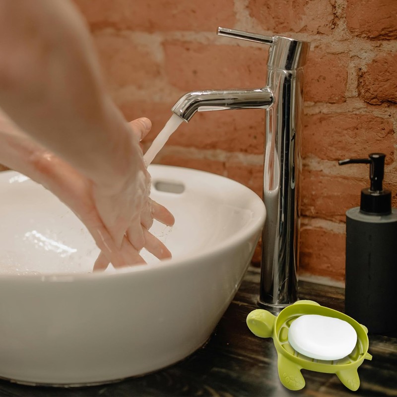 Bojueshaw Cute Turtle Soap Dish,Self Draining Soap Holder,Plastic Soap Saver