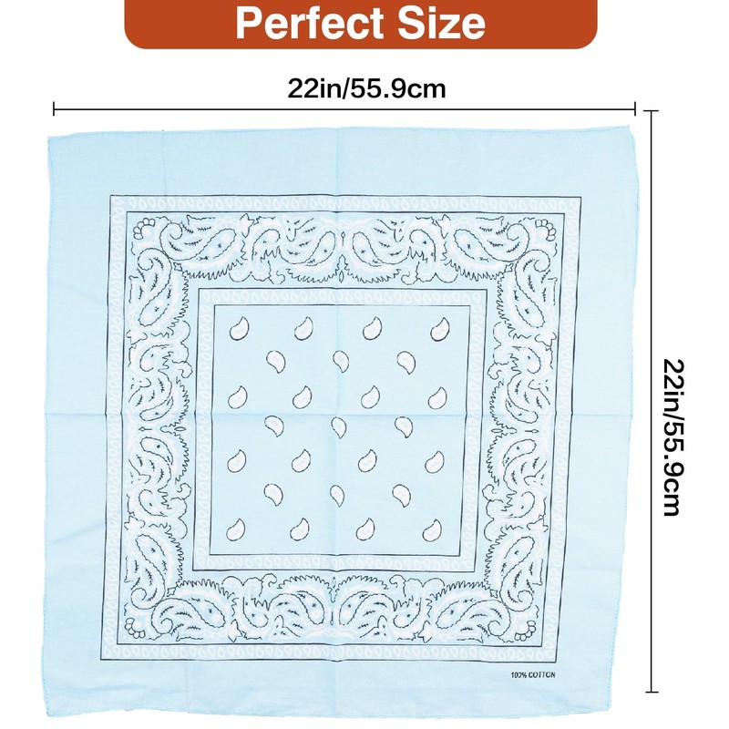 Raylarnia Bandana Multi-Purpose 100% Cotton Headbands for Women, 22 inch