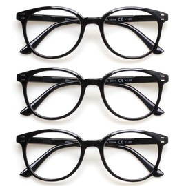 3 Pack Reading Glasses Spring Hinge Stylish Readers Black / Tortoise for Men and Women (3 Black, 1.0)